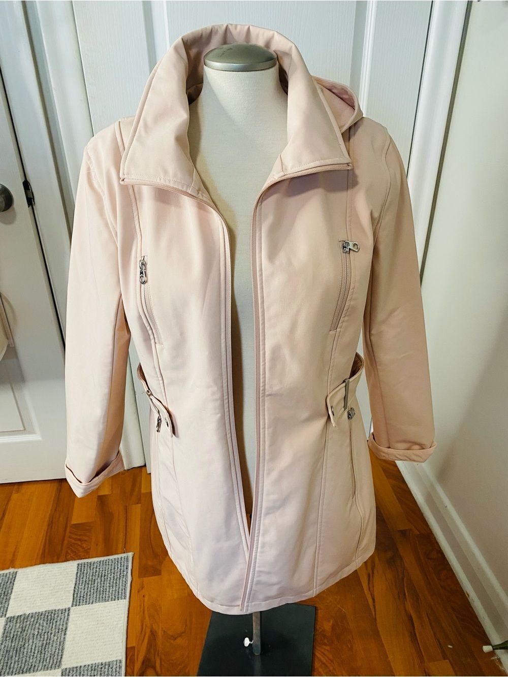 🛍️Nautica Blush Pink Short Trench w Detachable Hood XL - Picture 9 of 14